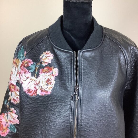 BOMBER JOE’S VEGAN LEATHER EMBROIDERED JACKET - Picture 4 of 11